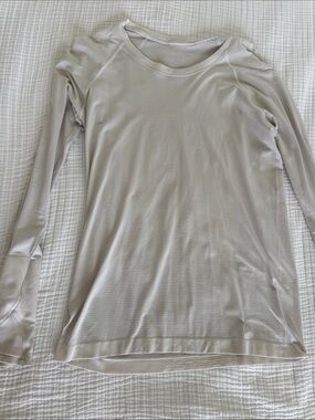 lululemon athletica Neutral Beige Long Sleeve Performance Top